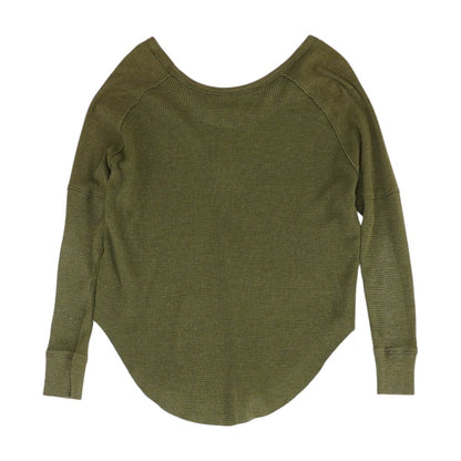 Green Solid Crewneck Knit Top