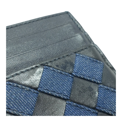 Intrecciato Denim Leather Card Case