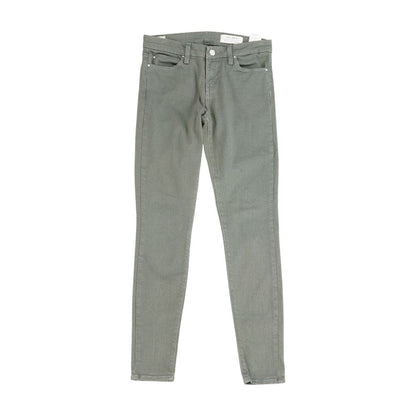 Green Solid Mid Rise Skinny Leg Jeans