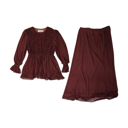 Mauve Plus Solid Skirt Set