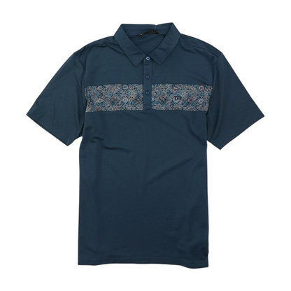 Blue Color Block Short Sleeve Polo