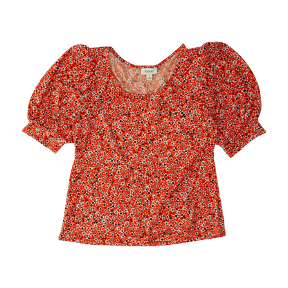 Orange Floral Blouse