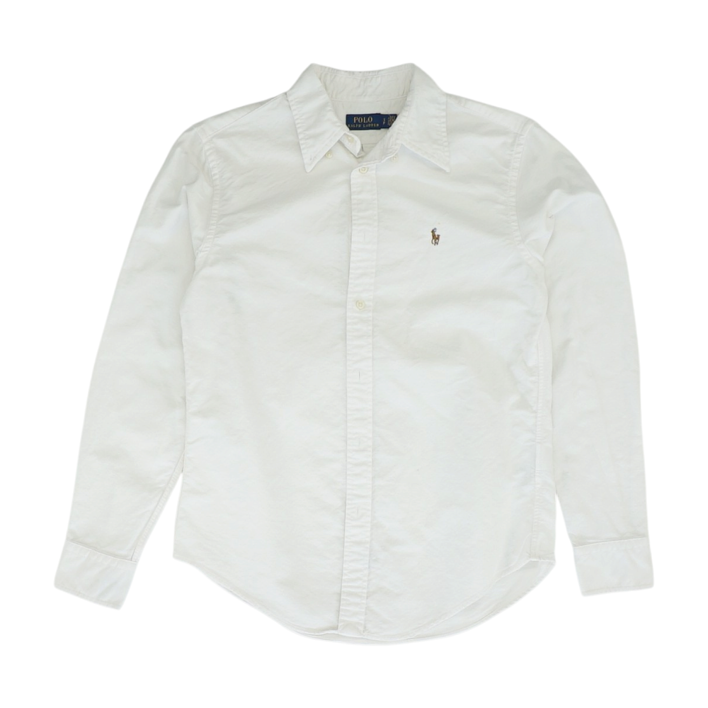 White Solid Long Sleeve Button Down