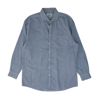 Navy Plaid Long Sleeve Button Down