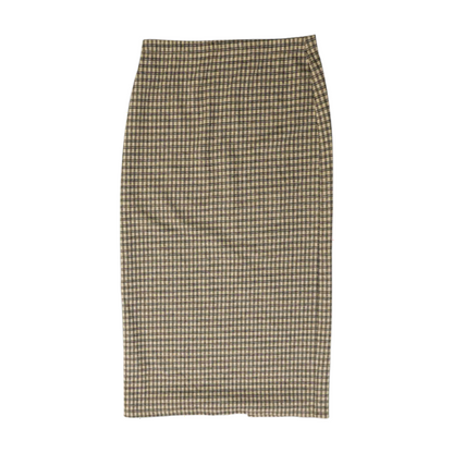 Beige Check Midi Skirt