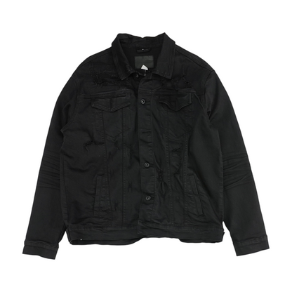 Black Solid Denim Jacket