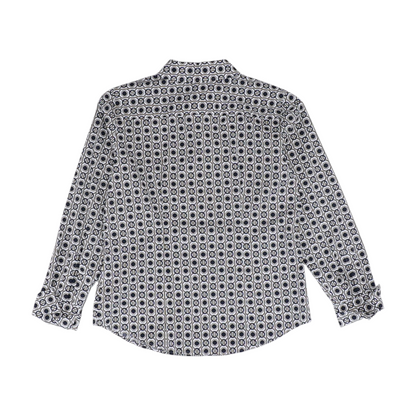 White Geometric Button Down