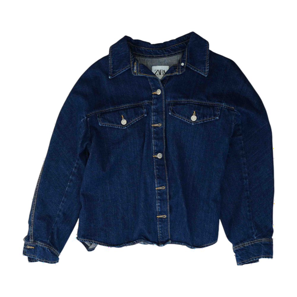 Blue Solid Denim Jacket