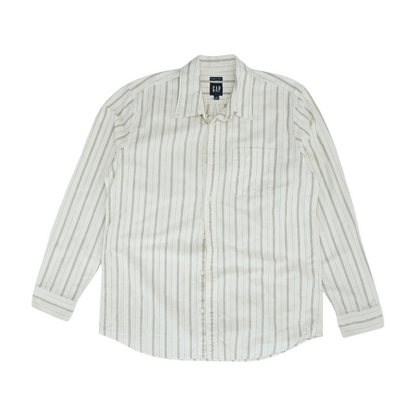 White Striped Long Sleeve Button Down