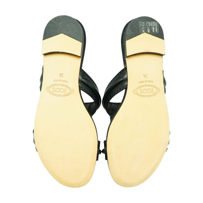 Black Sandalo Doppia T Flat Sandals