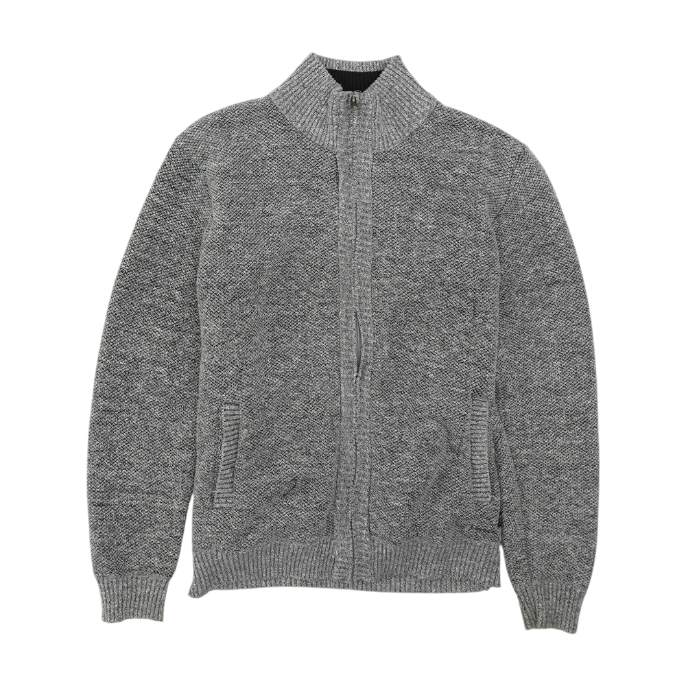 Gray Solid Cardigan Sweater