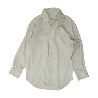 Beige Solid Long Sleeve Button Down
