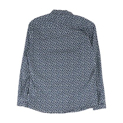 Navy Abstract Long Sleeve Button Down