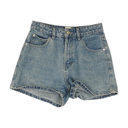 Blue Solid Denim Shorts
