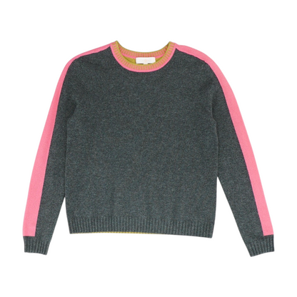 Gray Color Block Pullover Sweater