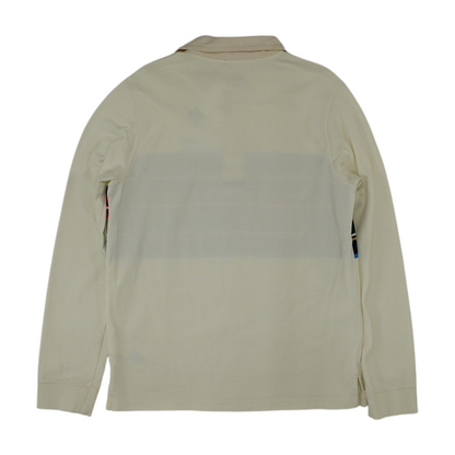 Ivory Color Block Long Sleeve Polo