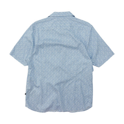 Blue Geometric Short Sleeve Button Down