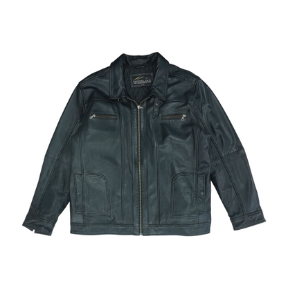 Black Solid Leather Jacket