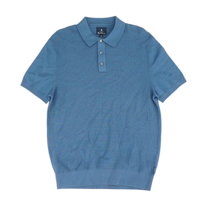 Blue Solid Short Sleeve Polo