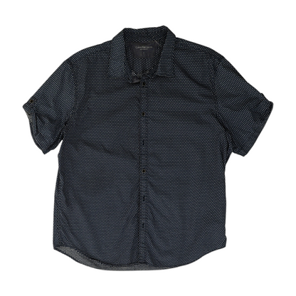 Navy Geometric Short Sleeve Button Down
