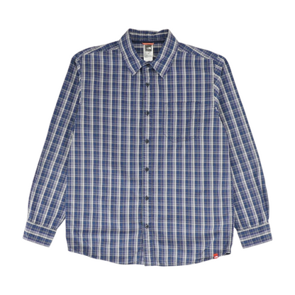 Navy Plaid Long Sleeve Button Down