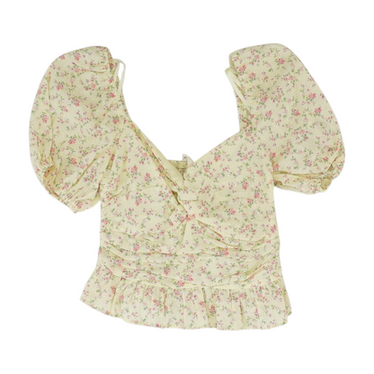 Yellow Floral Cropped Blouse