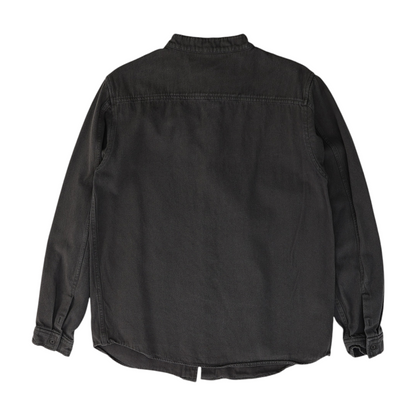 Gray Solid Long Sleeve Button Down