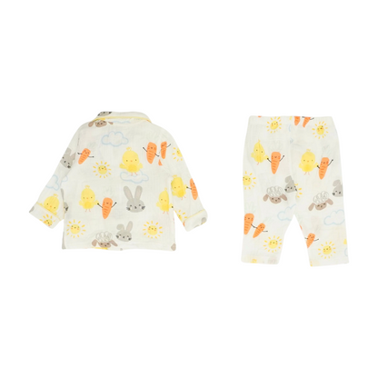 White Print Pajama Set