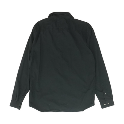 Black Solid Long Sleeve Button Down