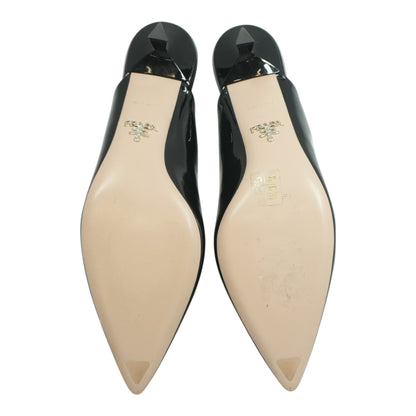 Black Pointed Toe Patent Leather Mules