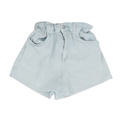 Blue Solid Denim Shorts