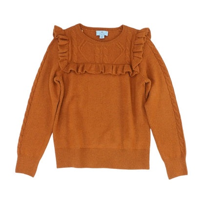 Brown Solid Crewneck Sweater