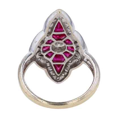 18K White Gold Synthetic Ruby Statement Ring