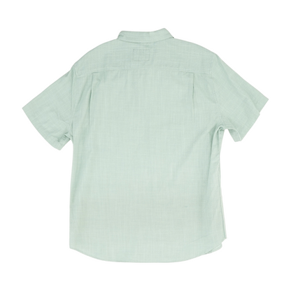 Green Solid Short Sleeve Button Down