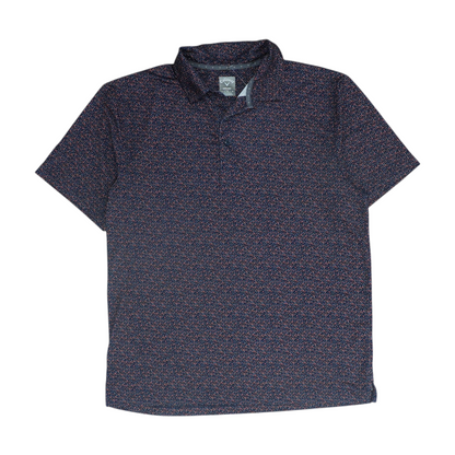 Navy Print Short Sleeve Polo