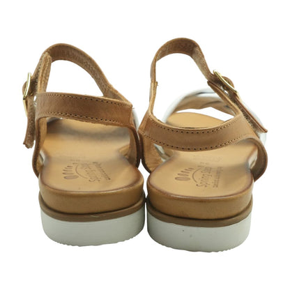 Brown and White Flat Sandals