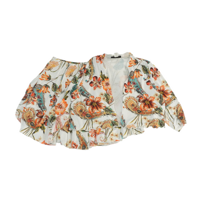 White Plus Size Floral Skirt Set
