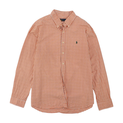 Orange Plaid Long Sleeve Button Down