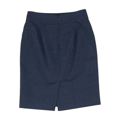Navy Solid Midi Skirt