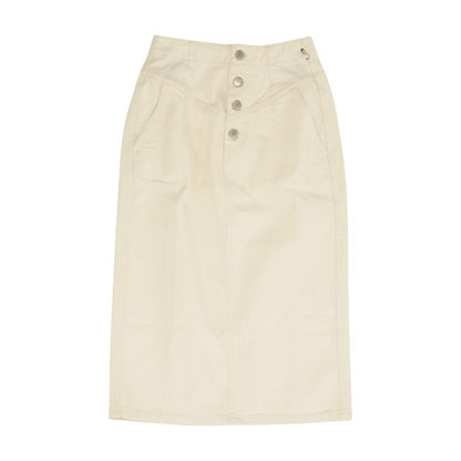 Ivory Solid Midi Skirt