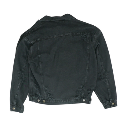 Black Solid Denim Jacket