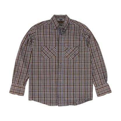 Brown Plaid Long Sleeve Button Down