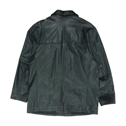 Black Solid Leather Jacket