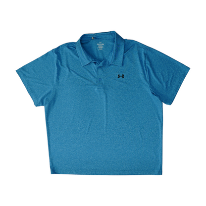 Blue Solid Short Sleeve Polo