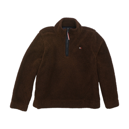 Brown Solid Fleece Pullover