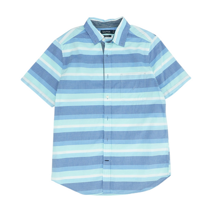 Blue Striped Short Sleeve Button Down