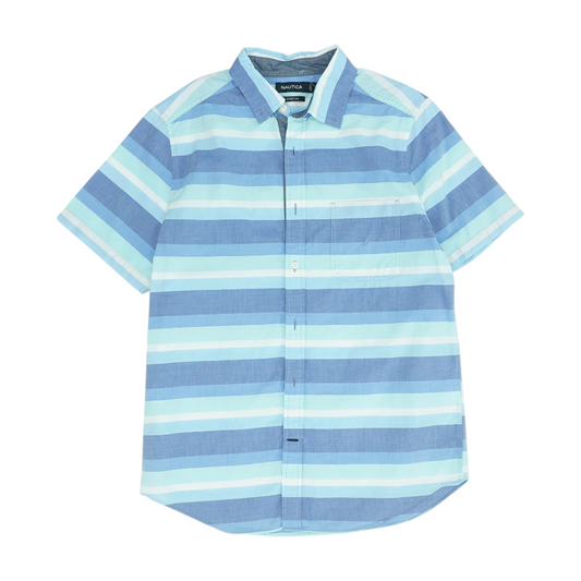 Blue Striped Short Sleeve Button Down