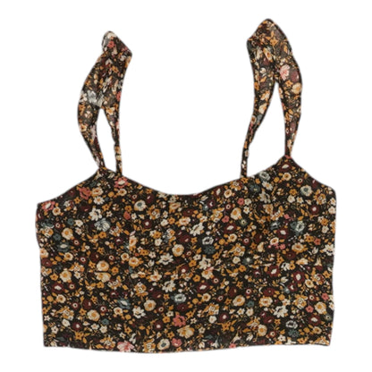 Black Floral Sleeveless Blouse
