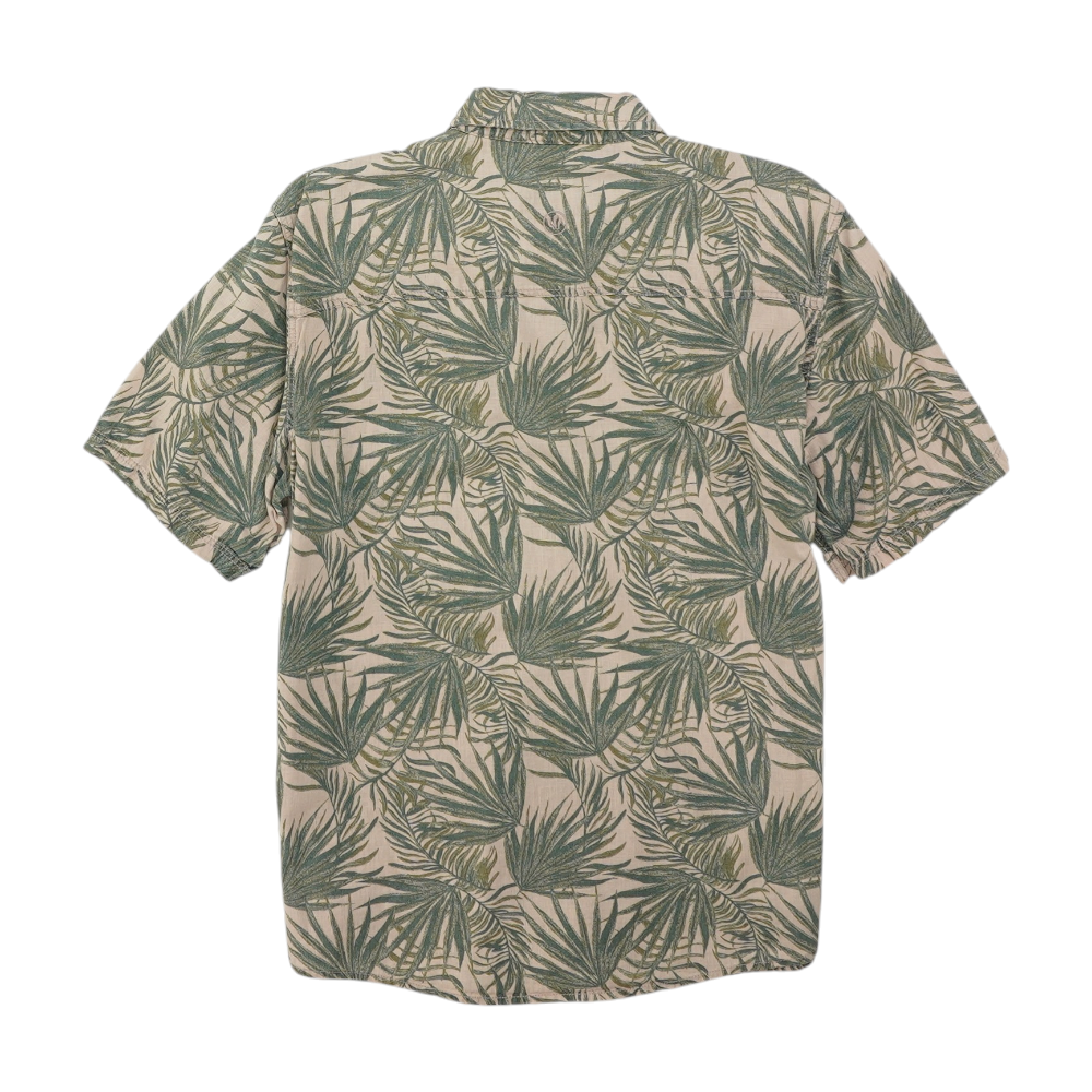 Beige Tropical Short Sleeve Button Down