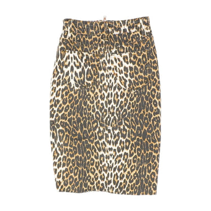 Brown Animal Print Midi Skirt